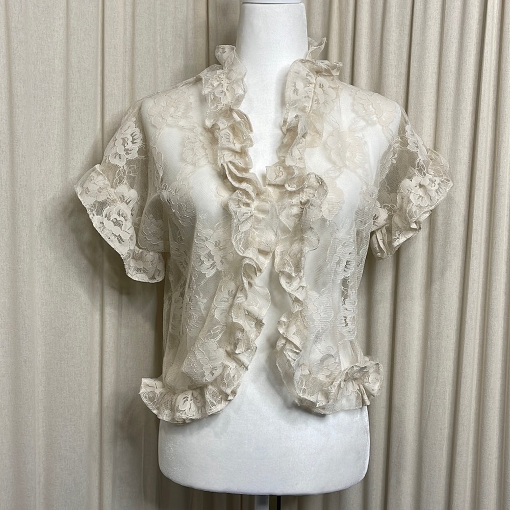 EUC- VINTAGE HAND MADE DELICATE LACE BLAZER SIZE SIZE LARGE
